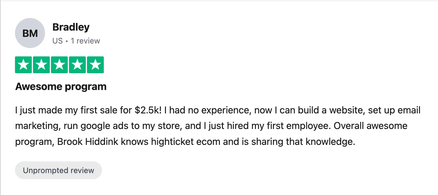 Trustpilot review — Bradley (#3)