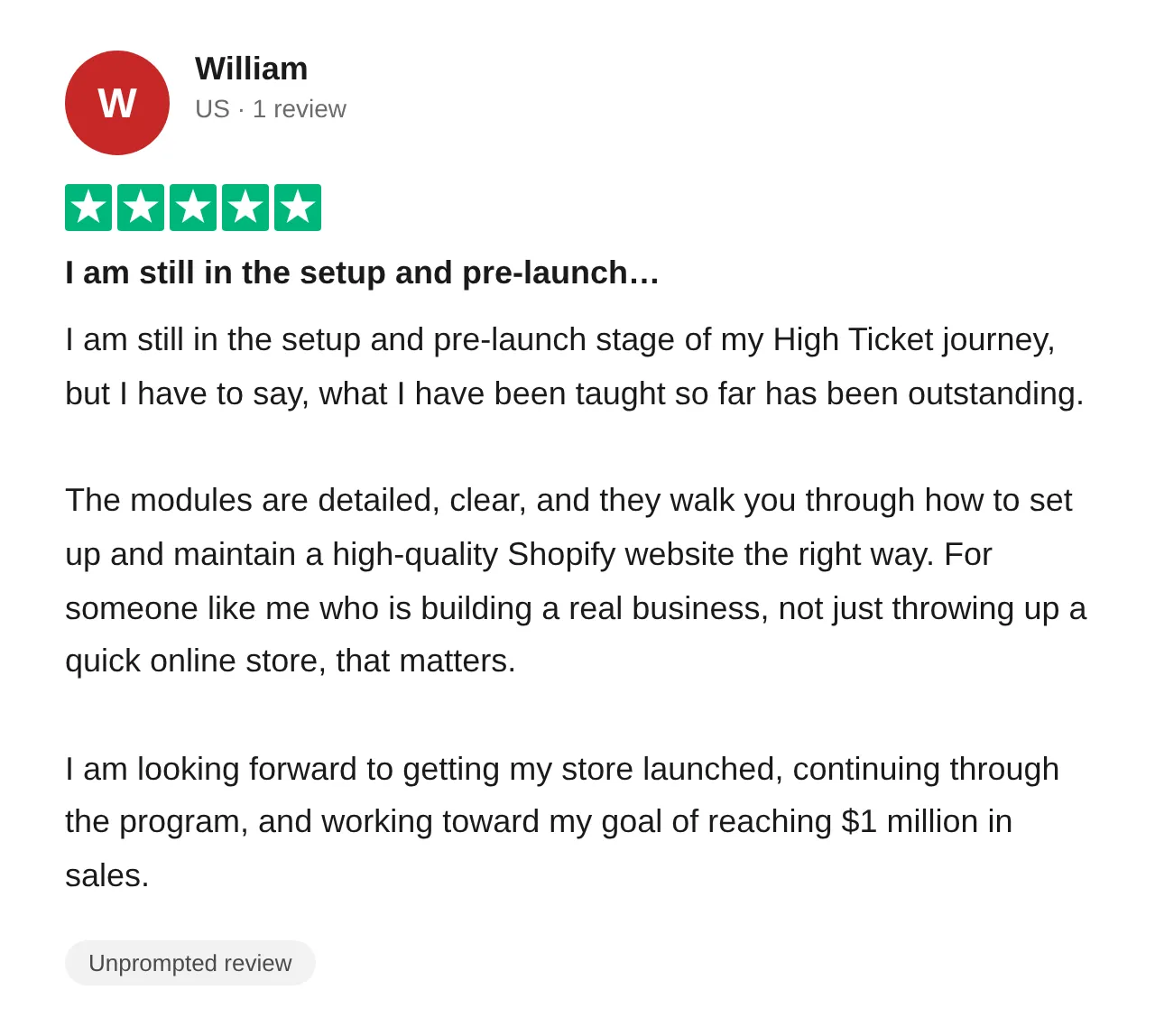 Trustpilot review — William (#7)