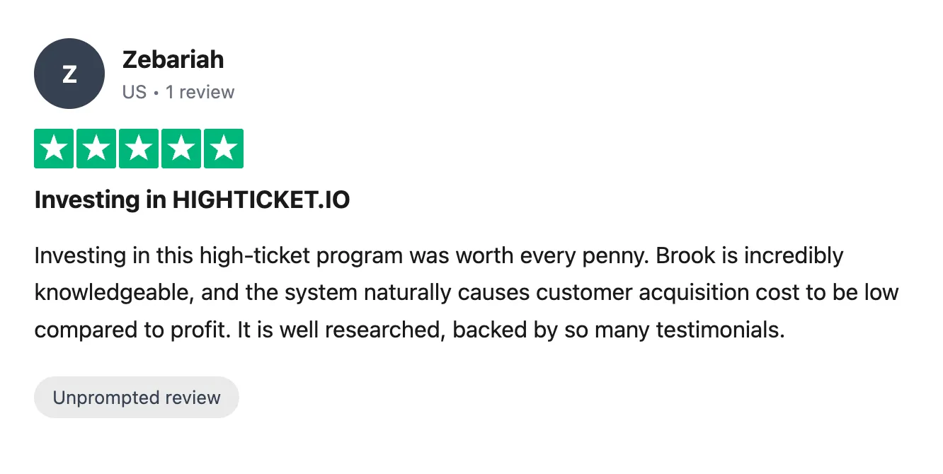 Trustpilot review — Zebariah (#12)