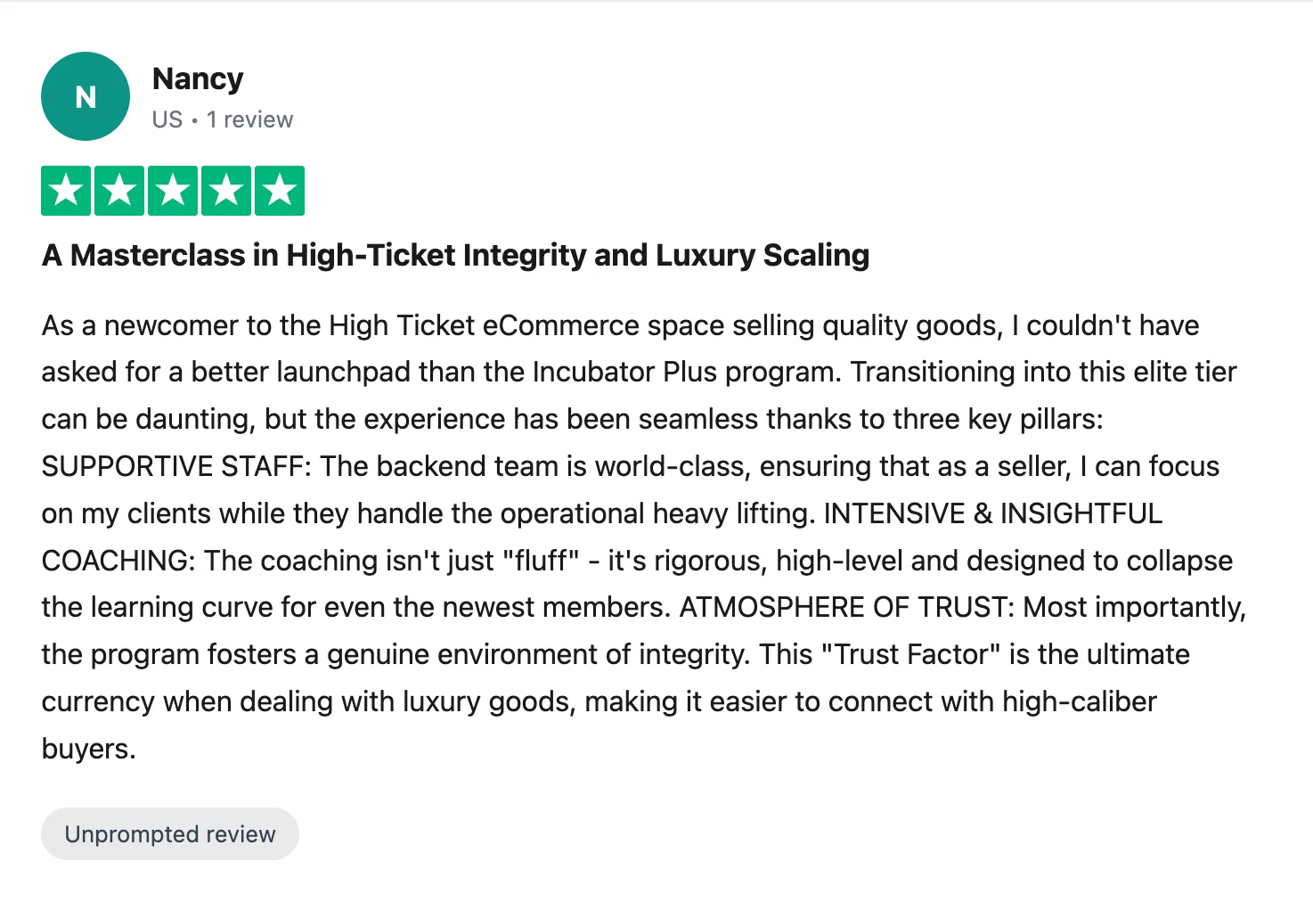 Trustpilot review — Nancy (#14)