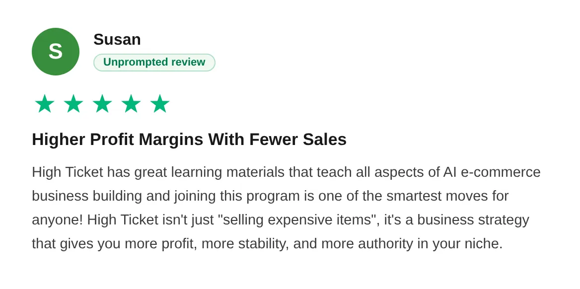 Trustpilot review — Susan (#16)