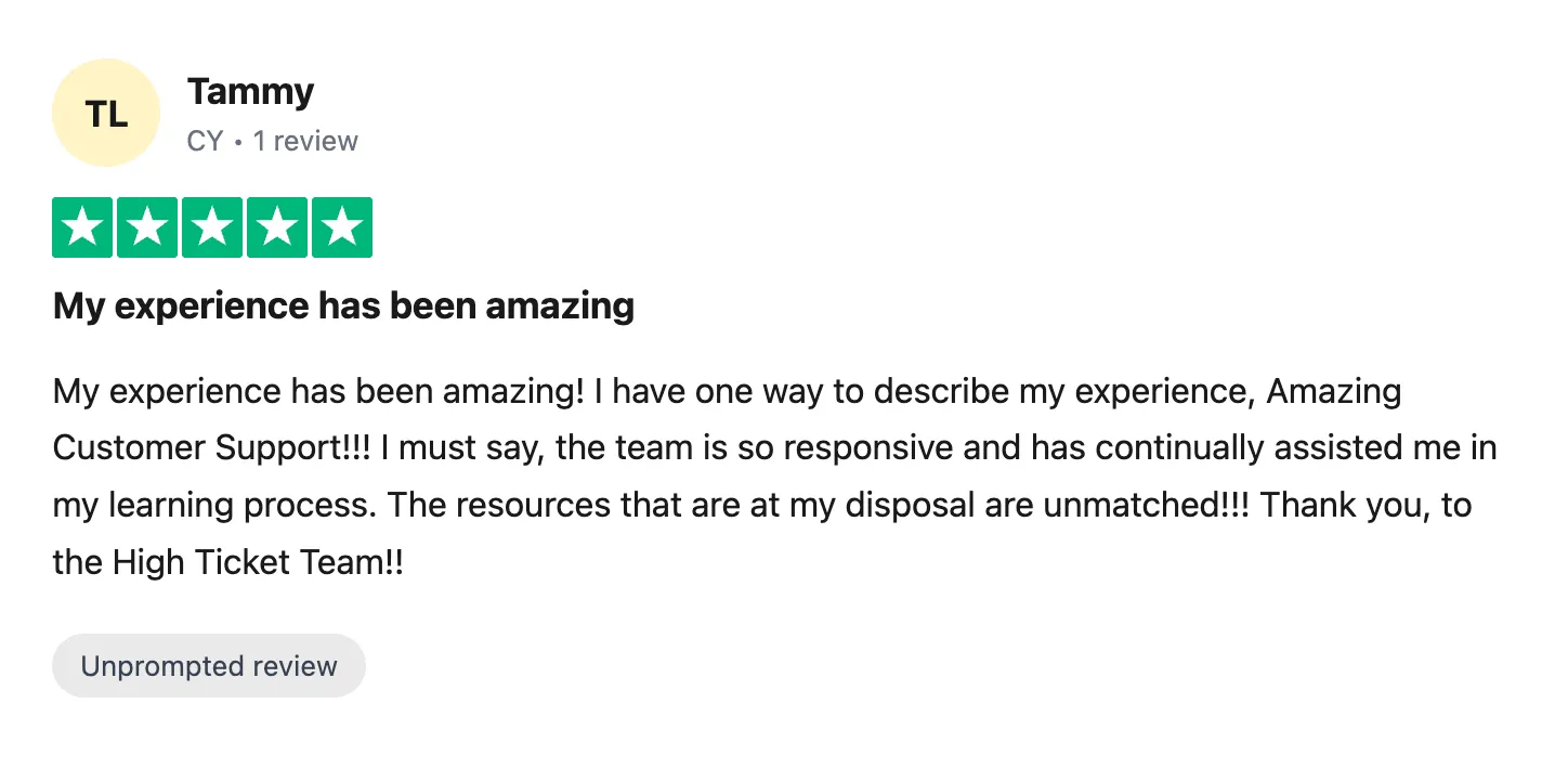 Trustpilot review — Tammy (#22)