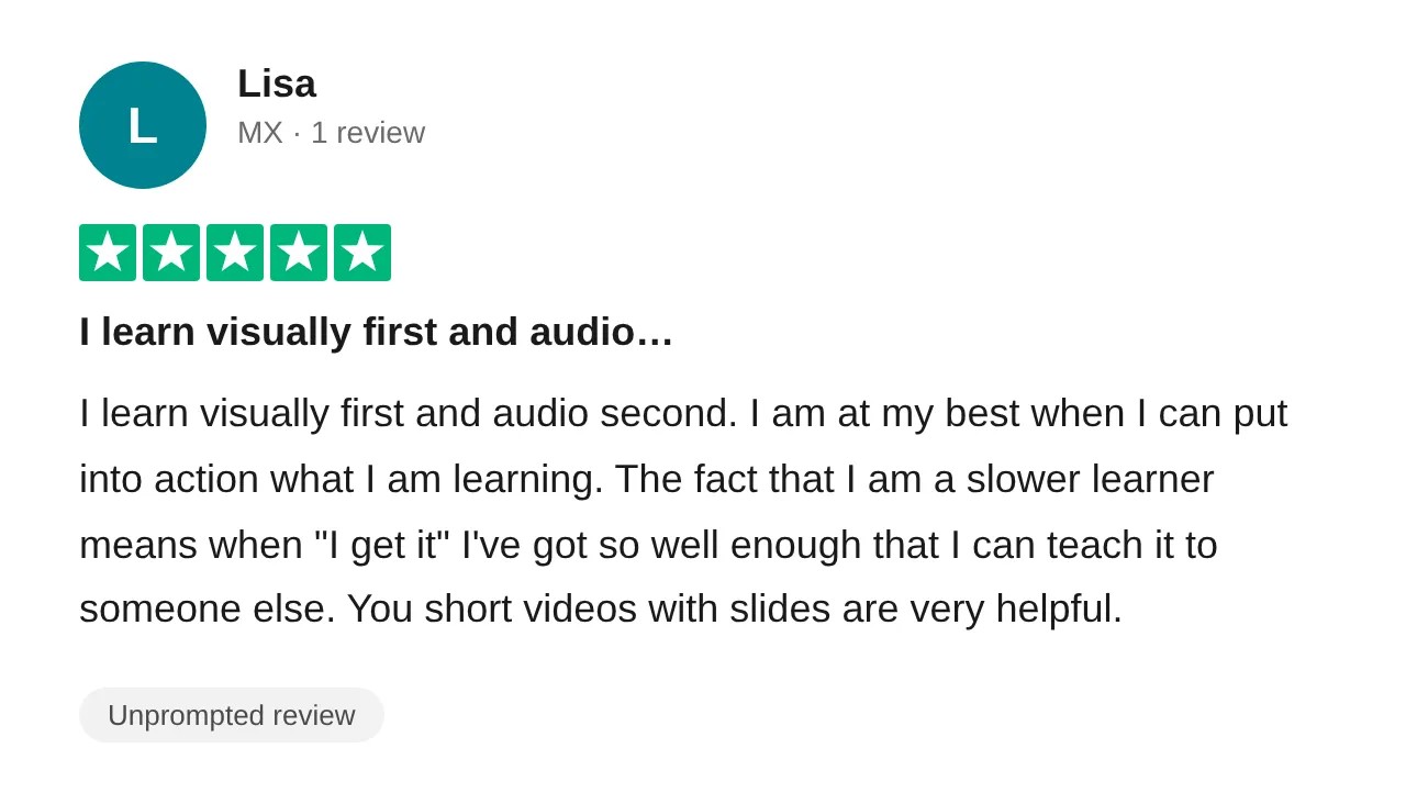 Trustpilot review — Lisa (#24)