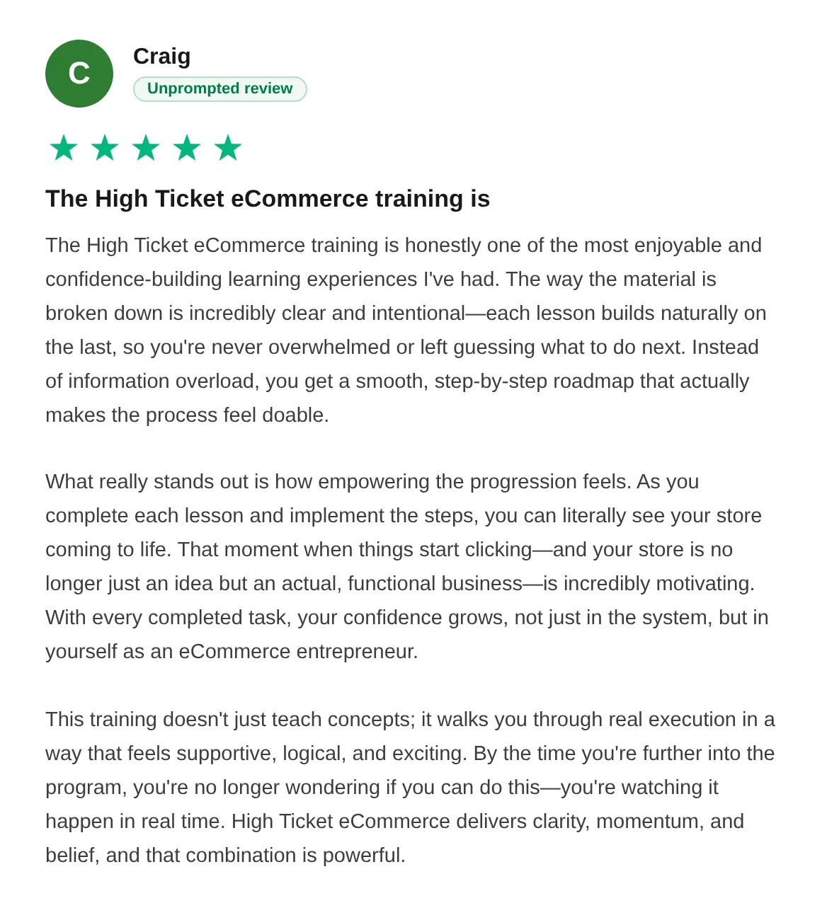 Trustpilot review — Craig (#27)