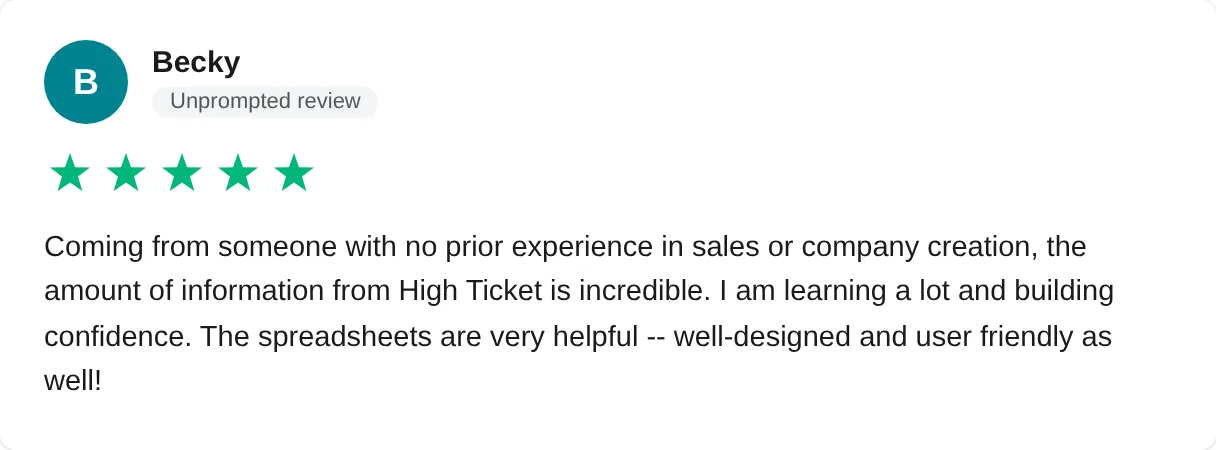 Trustpilot review — Becky (#29)