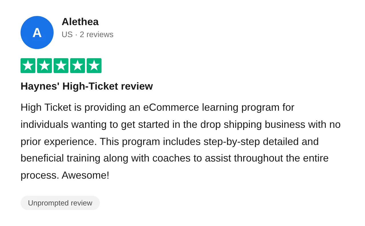 Trustpilot review — Alethea (#31)