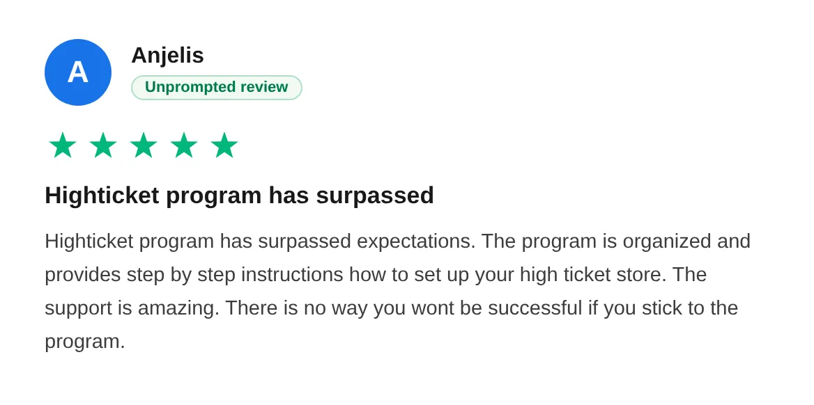 Trustpilot review — Anjelis (#34)