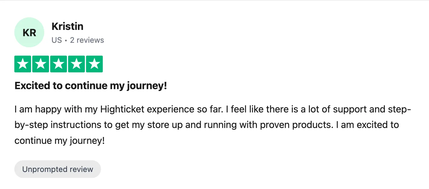 Trustpilot review — Kristin (#35)