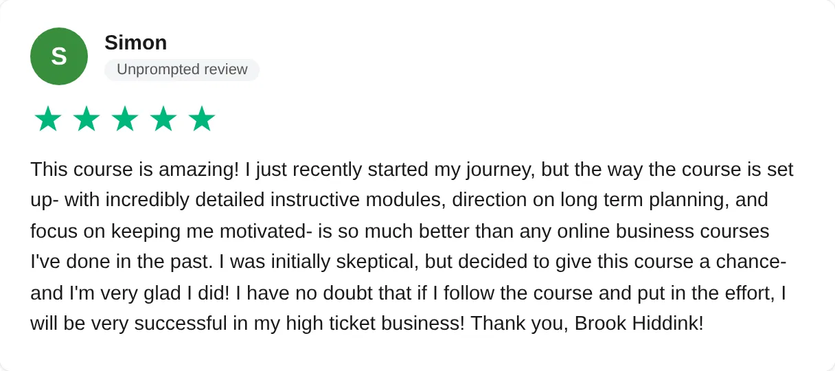 Trustpilot review — Simon (#36)