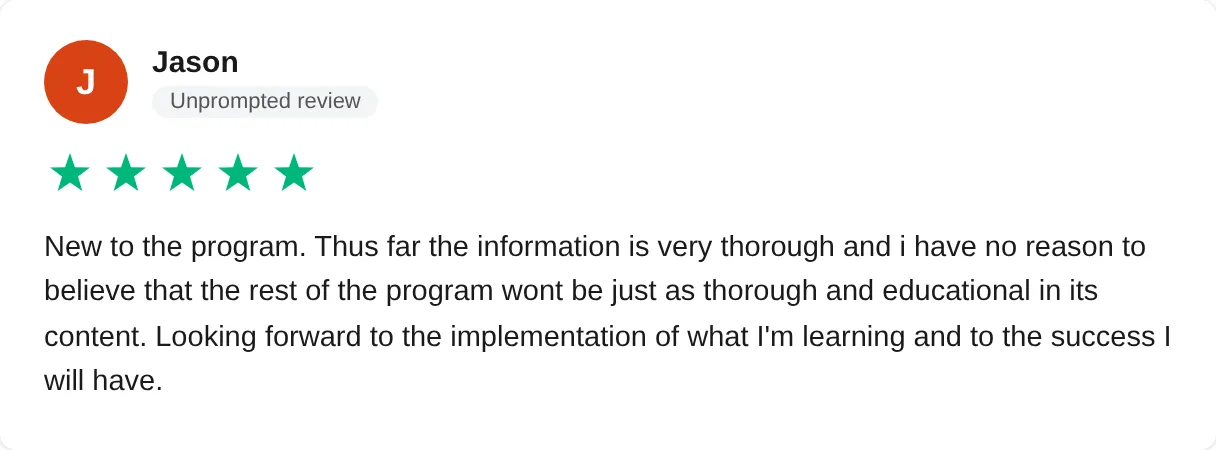 Trustpilot review — Jason (#40)
