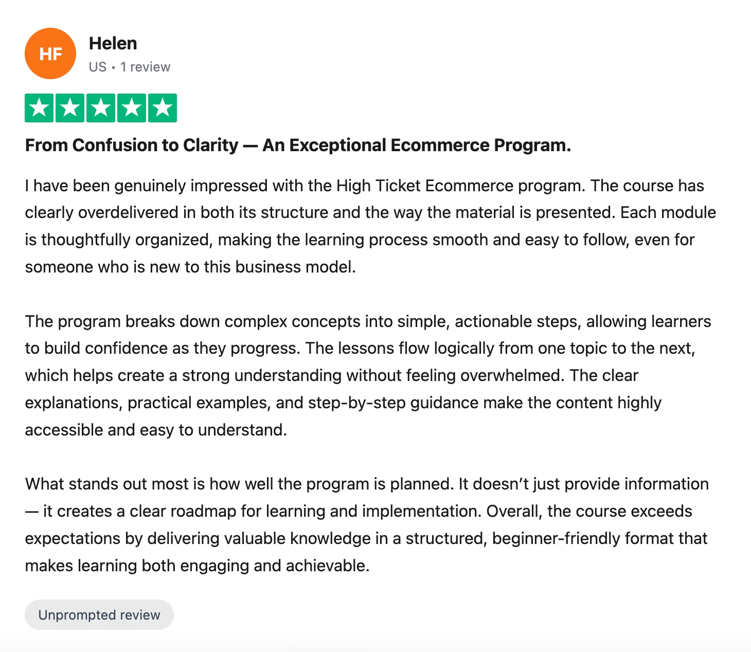 Trustpilot review — Helen (#41)