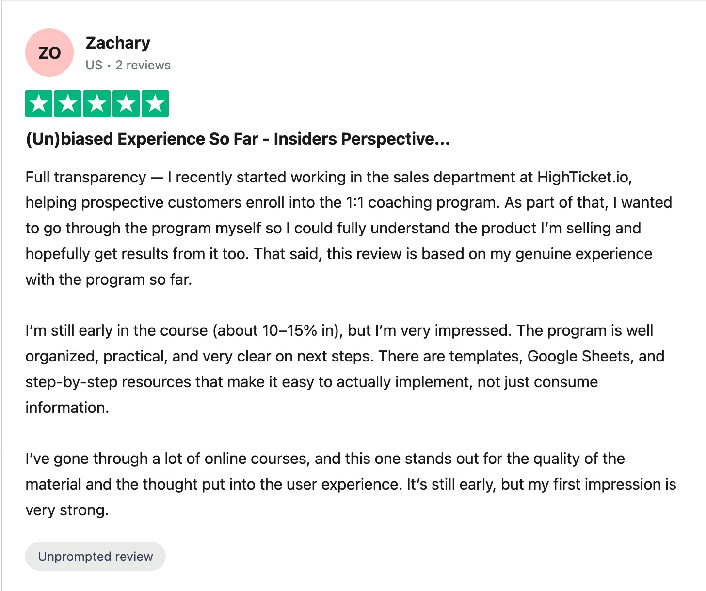 Trustpilot review — Zo (#44)