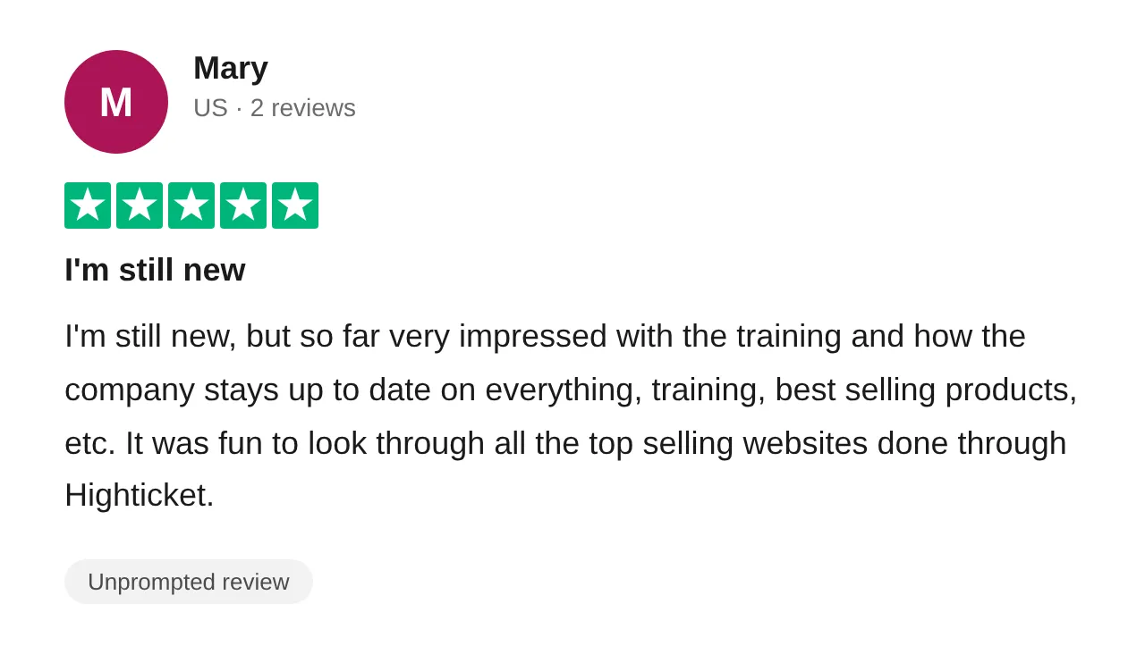 Trustpilot review — Mary (#48)