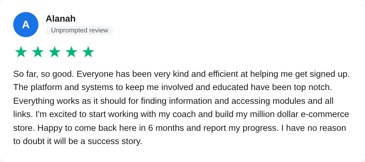 Trustpilot review — Alanah (#50)