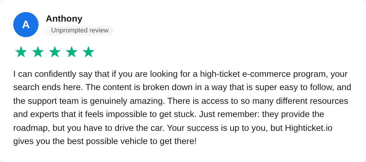 Trustpilot review — Anthony (#62)