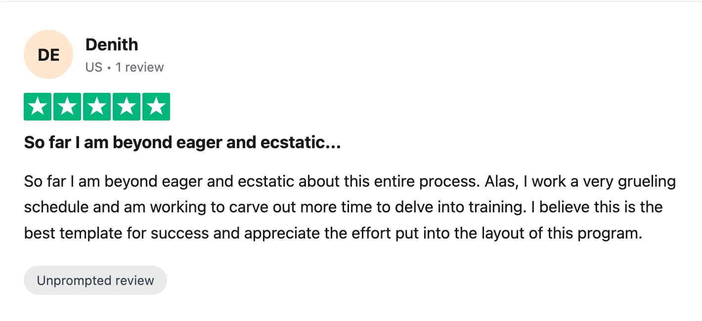 Trustpilot review — Denith (#67)