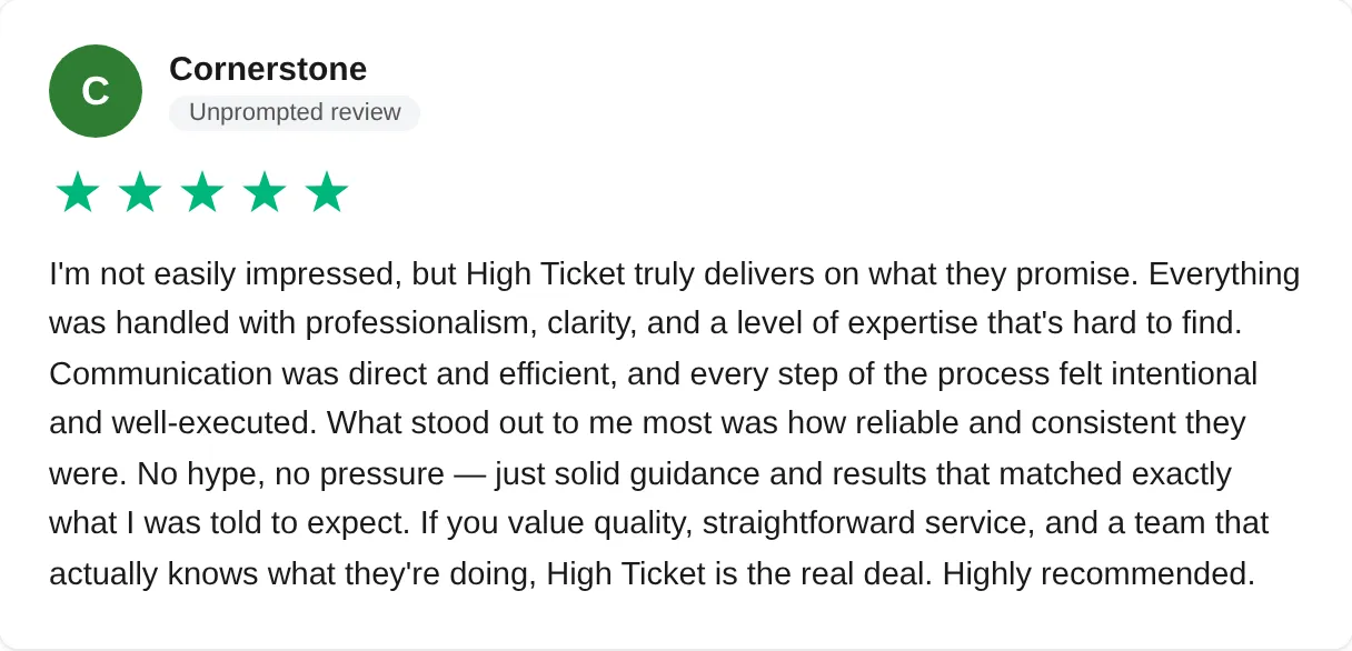 Trustpilot review — Cornerstone (#71)