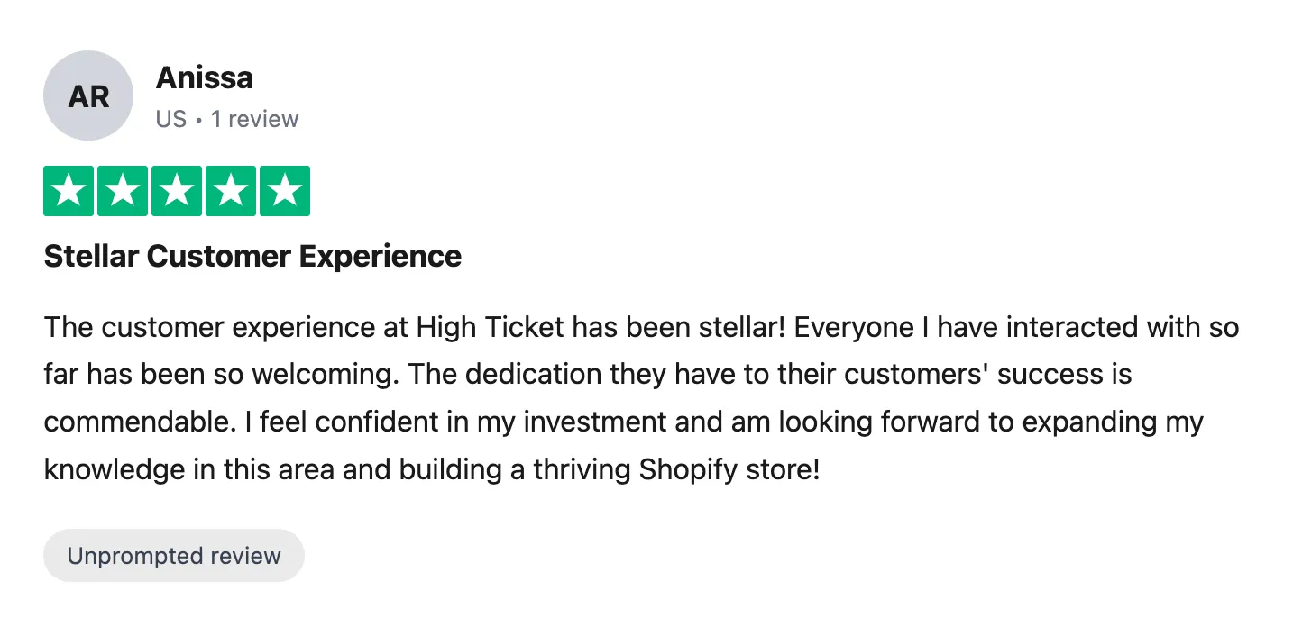 Trustpilot review — Anissa-1 (#72)