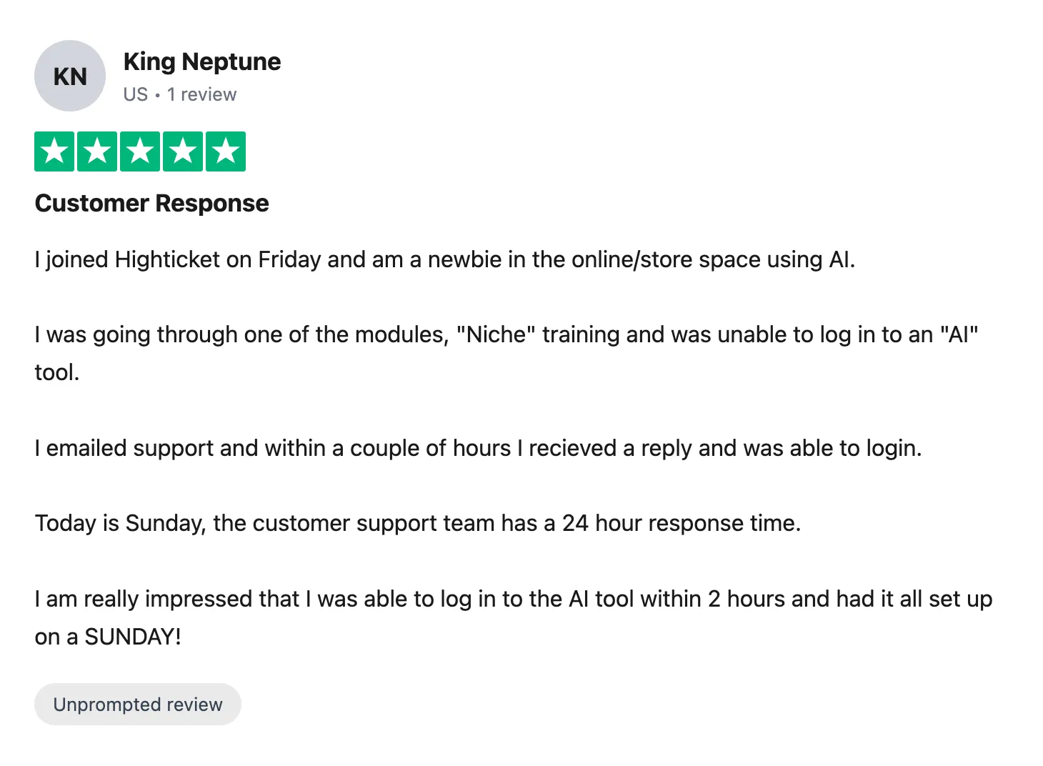 Trustpilot review — King (#75)
