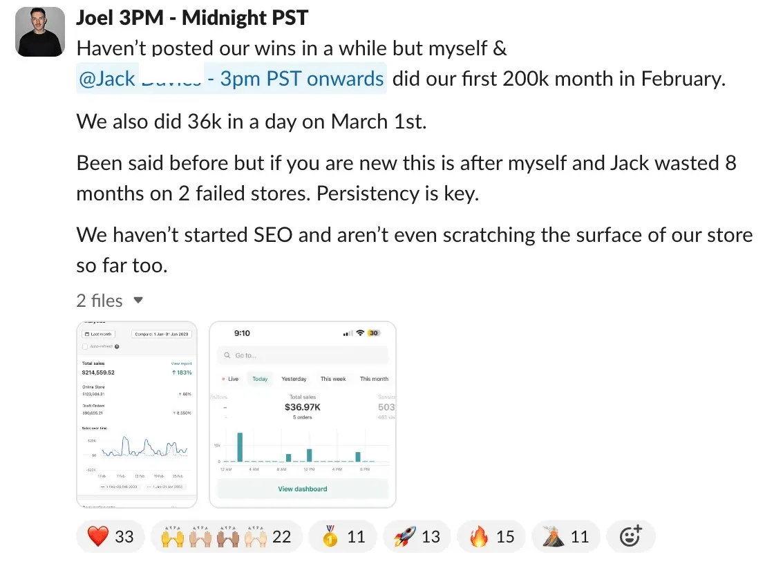 Student sales result — Joel (#6)