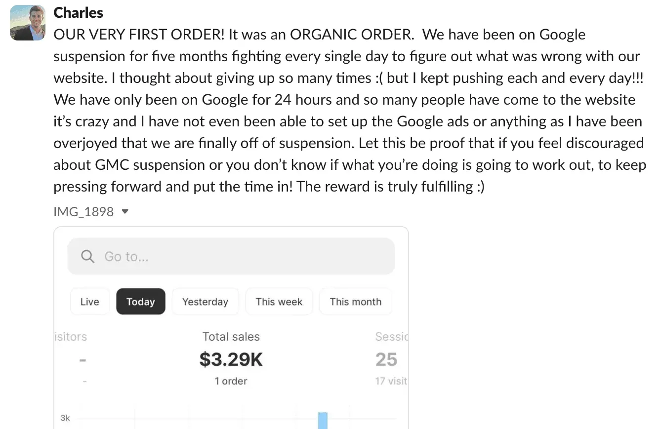 Student sales result — Charles (#19)