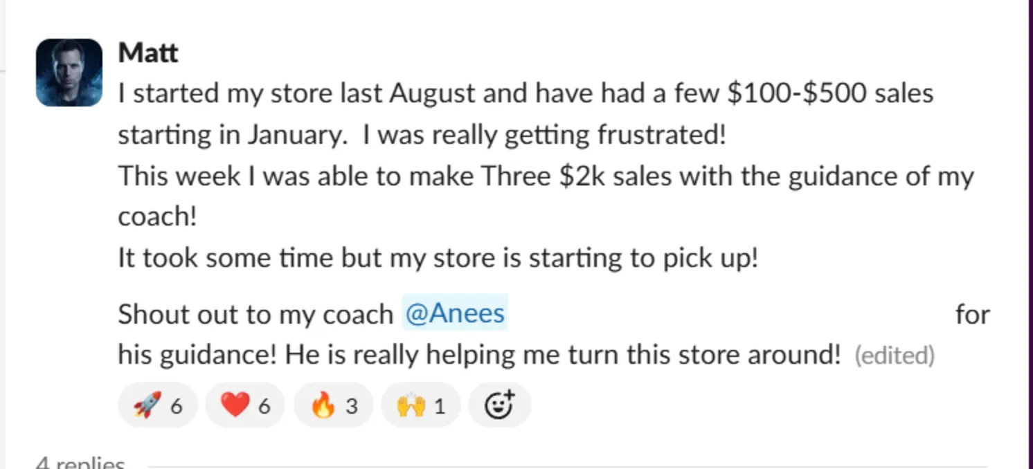 Student sales result — Matt (#24)