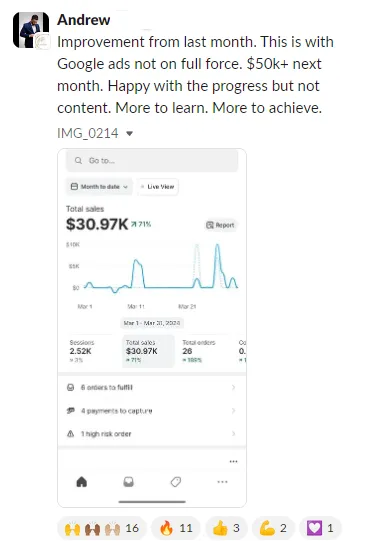 Student sales result — Andrew (#28)