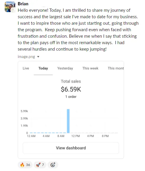 Student sales result — Brian (#39)