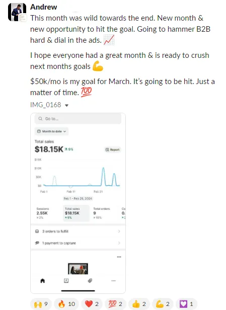 Student sales result — Andrew (#47)