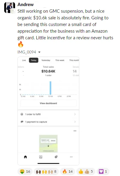 Student sales result — Andrew (#65)