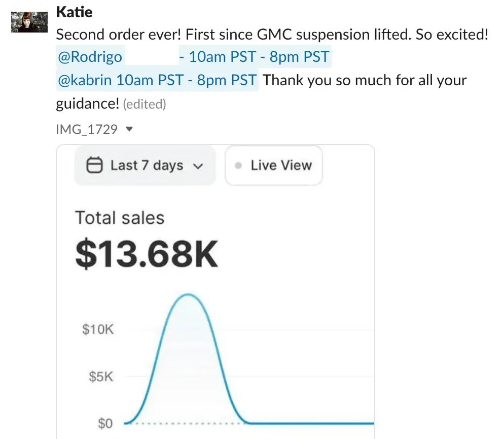 Student sales result — Katie (#69)