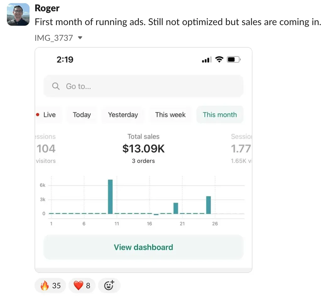 Student sales result — Roger (#71)