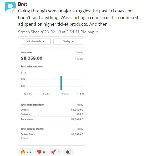 Student sales result — Bret (#85)