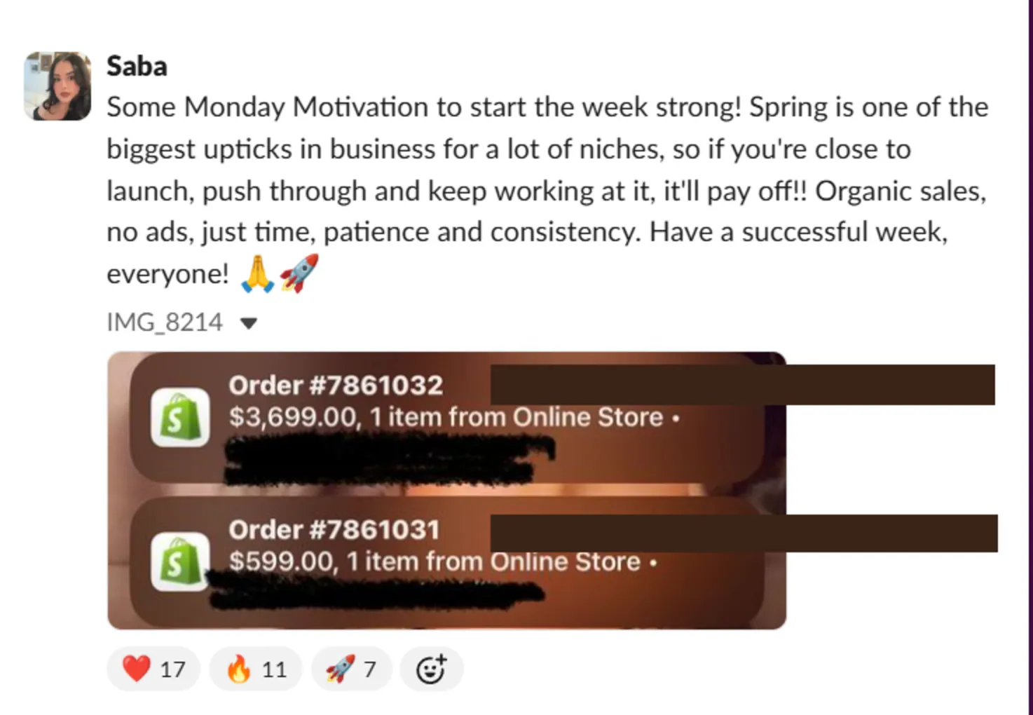 Student sales result — Saba (#91)