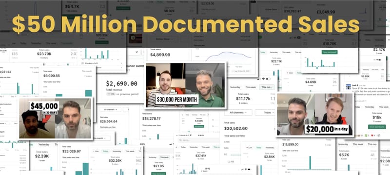 Full-width photo collage — students holding products, at their desks, lifestyle